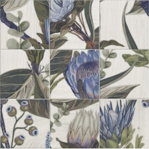 Керамогранит Mainzu MURALES Decor Mural Blu Leaves 20х20см