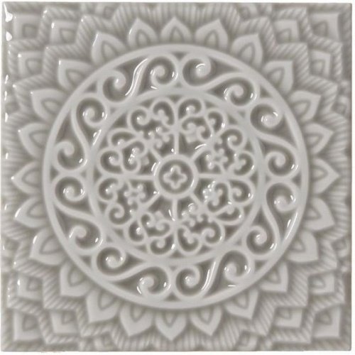 Керамическая плитка Adex STUDIO Relieve Mandala Universe Graystone 14,8х14,8см