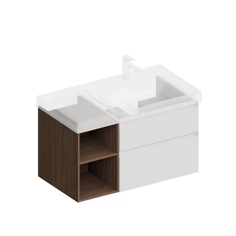 Тумба подвесная Керама Марацци CUBO CUB.90.2Rh/WHTM.N белая матовая-орех 87,8х47см
