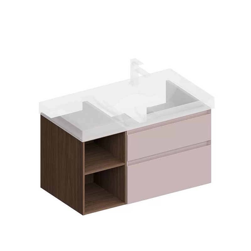 Тумба подвесная Керама Марацци CUBO CUB.90.2Rh/MAL.N мальва матовая-орех 87,8х47см