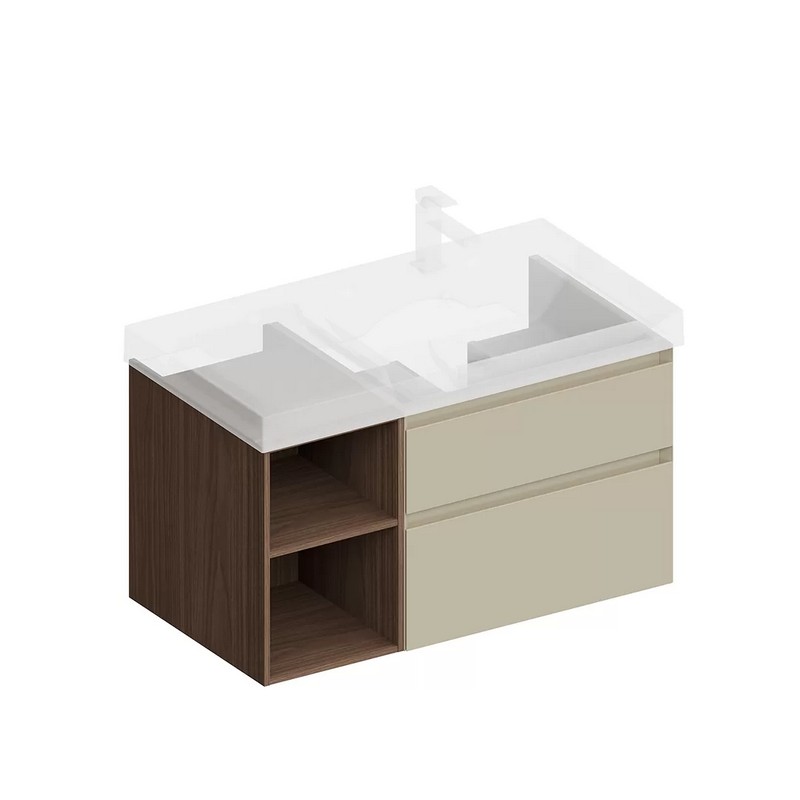 Тумба подвесная Керама Марацци CUBO CUB.90.2Rh/LIM.N лимо матовая-орех 87,8х47см