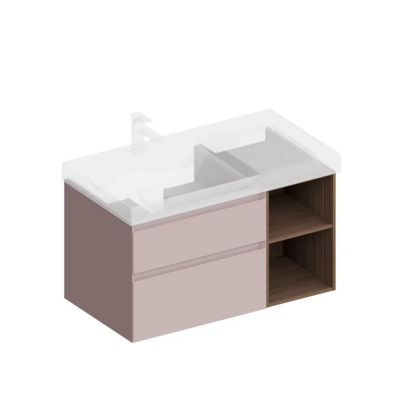 Тумба подвесная Керама Марацци CUBO CUB.90.2Lh/MAL.N мальва матовая-орех 87,8х47см