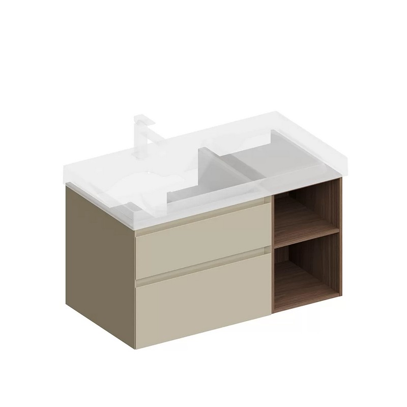 Тумба подвесная Керама Марацци CUBO CUB.90.2Lh/LIM.N лимо матовая-орех 87,8х47см