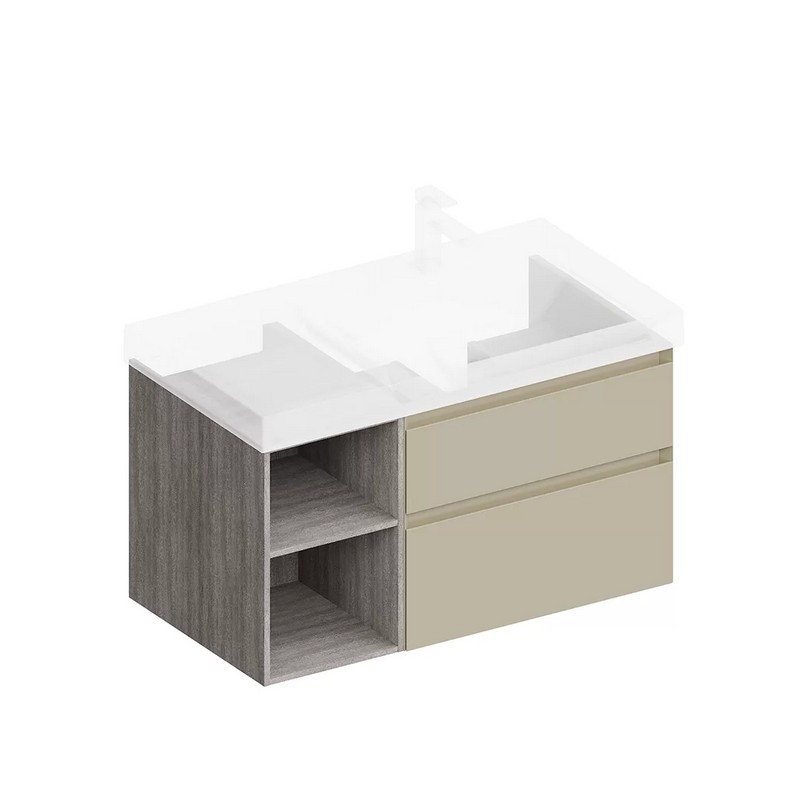 Тумба подвесная Керама Марацци CUBO CUB.90Rh/LIM лимо матовая-древесная 87,8х47см