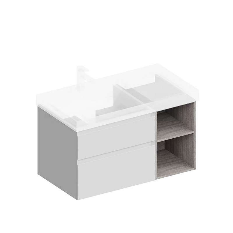 Тумба подвесная Керама Марацци CUBO CUB.90Lh/WHT.M белая матовая-древесная 87,8х47см