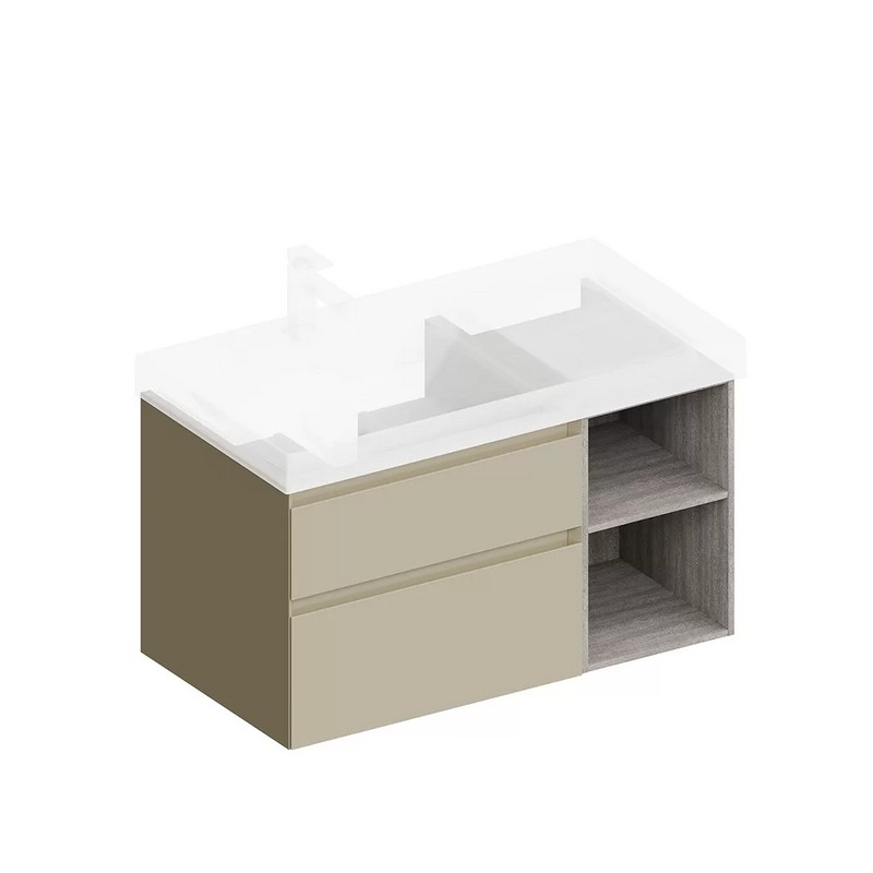 Тумба подвесная Керама Марацци CUBO CUB.90Lh/LIM лимо матовая-древесная 87,8х47см