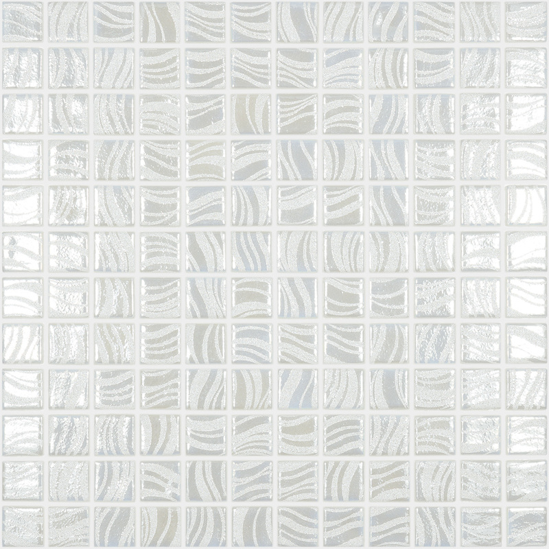 Стеклянная мозаика Vidrepur GLITTER White 7802 на сетке 31,7х31,7см (2,5х2,5см)