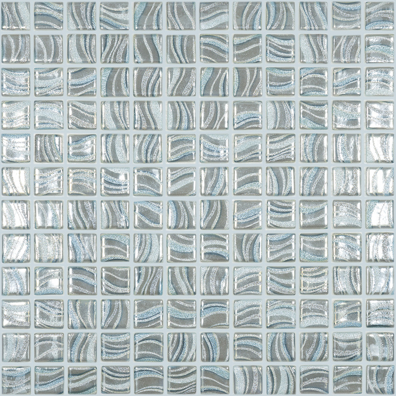 Стеклянная мозаика Vidrepur GLITTER Grey 7804 на сетке 31,7х31,7см (2,5х2,5см)