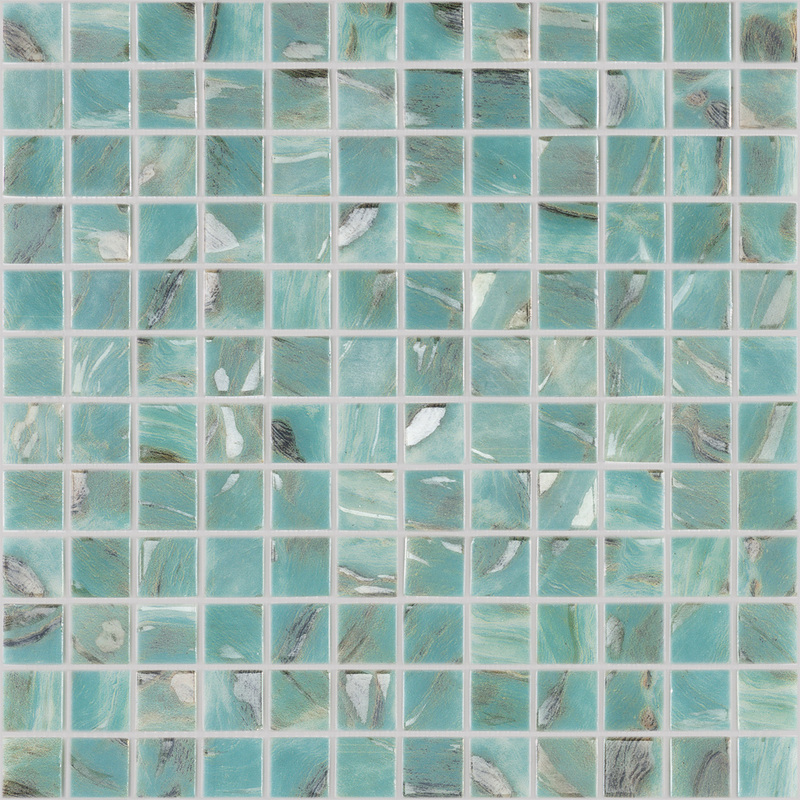 Стеклянная мозаика Vidrepur OASIS Turquoise 7103 на сетке 31,7х31,7см (2,5х2,5см)