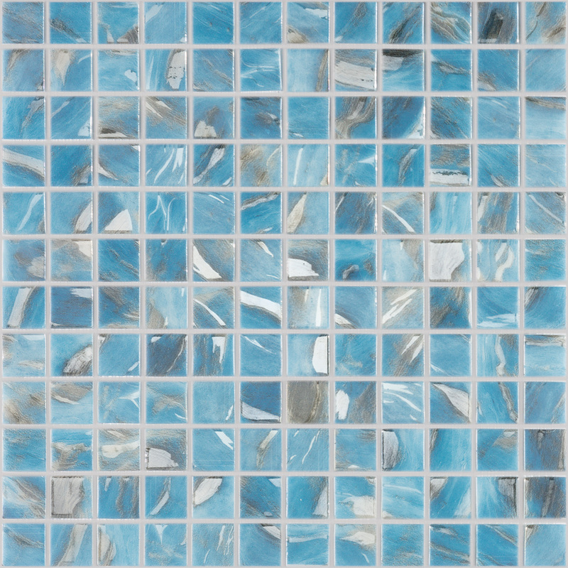 Стеклянная мозаика Vidrepur OASIS Blue 7102 на сетке 31,7х31,7см (2,5х2,5см)
