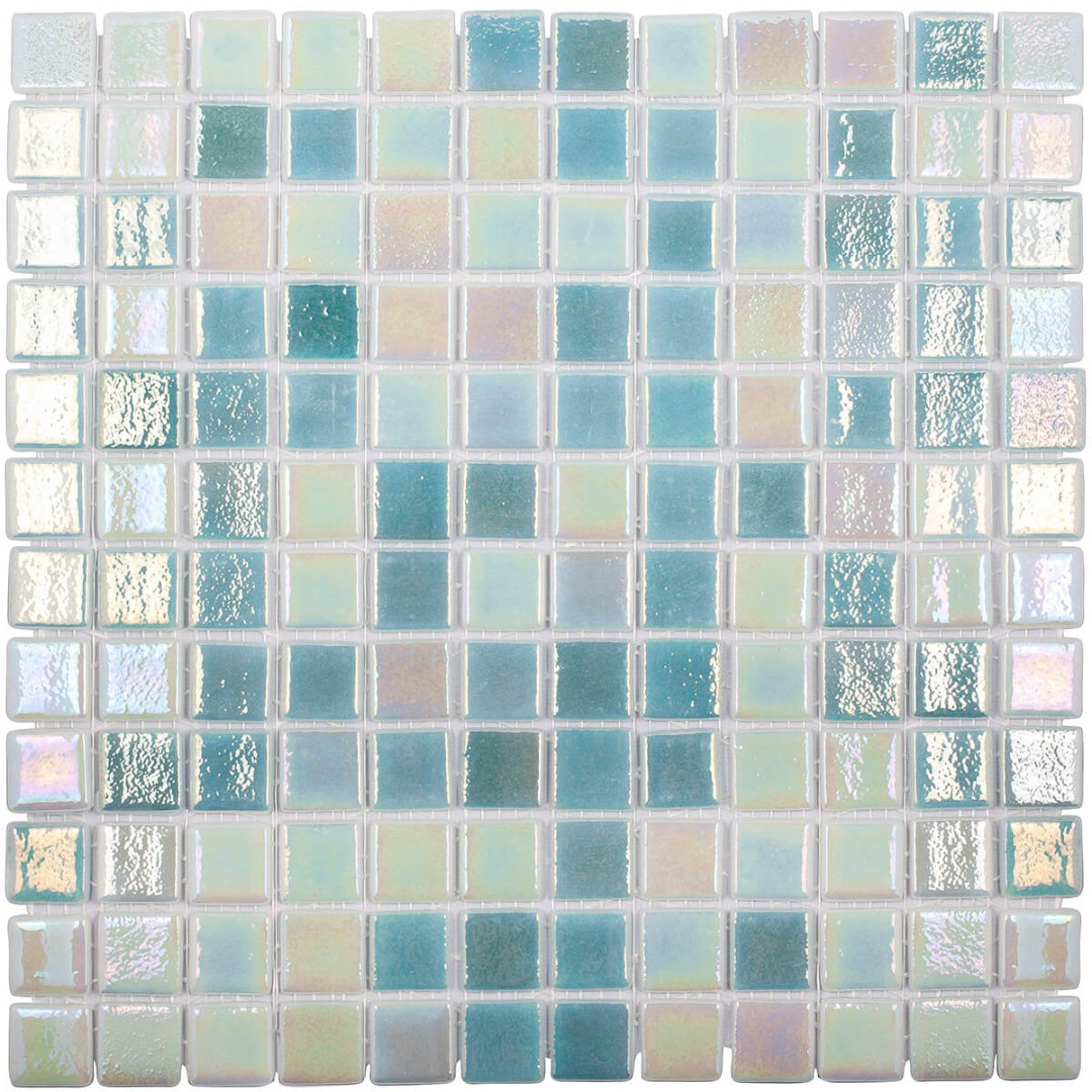 Стеклянная мозаика Vidrepur SHELL MIX GREEN 553 554 на сетке 31,7х31,7см