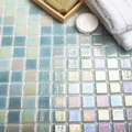 Стеклянная мозаика Vidrepur SHELL MIX GREEN 553 554 на сетке 31,7х31,7см