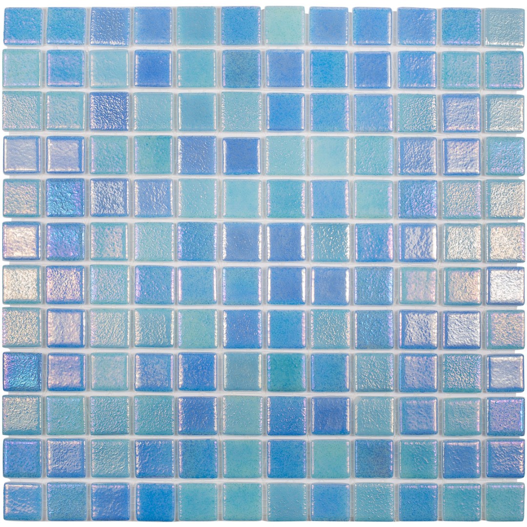 Стеклянная мозаика Vidrepur SHELL MIX BLUE 551 552 на сетке 31,7х31,7см