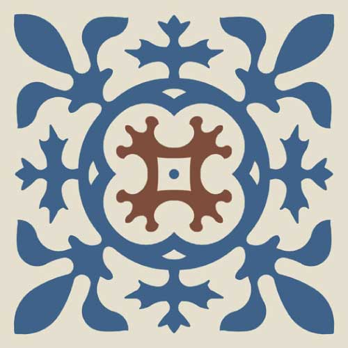 Метлахская узорная плитка ENC02 (Blue moon, White Bau, Red)  7х7см Winckelmans