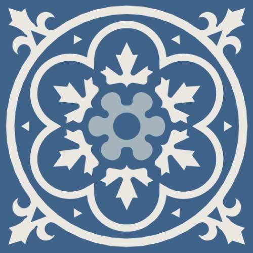 Метлахская узорная плитка ENC09 (Blue Moon, Super White, Pale Blue)  7х7см Winckelmans