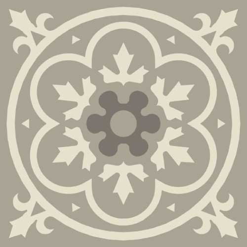 Метлахская узорная плитка ENC09 (Pale Grey, Charcoal Antracite, White Bau) 7х7см Winckelmans
