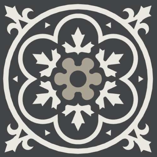 Метлахская узорная плитка ENC09 (Black, Pale Grey, White Bau)  7х7см Winckelmans