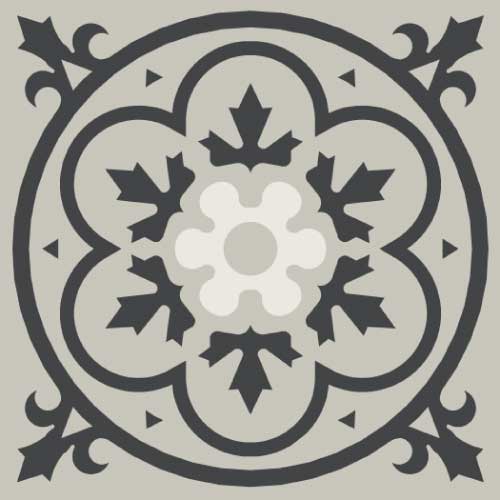 Метлахская узорная плитка ENC09 (Pearl Grey, Black, Super White) 7х7см Winckelmans