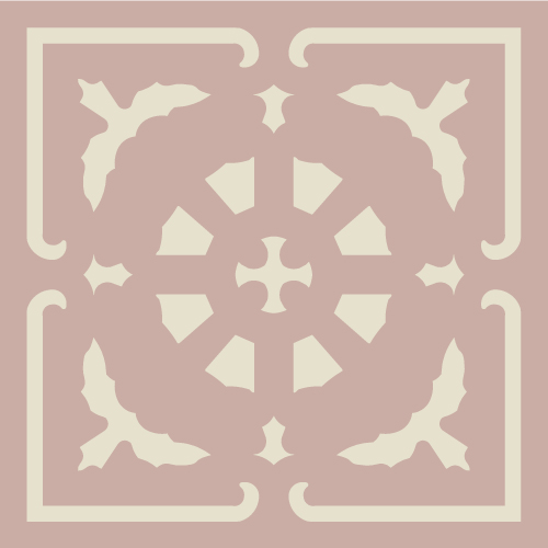 Метлахская узорная плитка ENC14 (Pink, White Bau) 7х7см Winckelmans