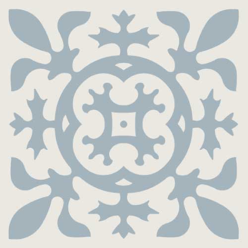 Метлахская узорная плитка ENC02 (Super White Bas, Pale Blue) 10х10 см Winckelmans