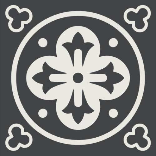 Метлахская узорная плитка ENC03 (Black Noi, Super White Bas) 10х10 см Winckelmans