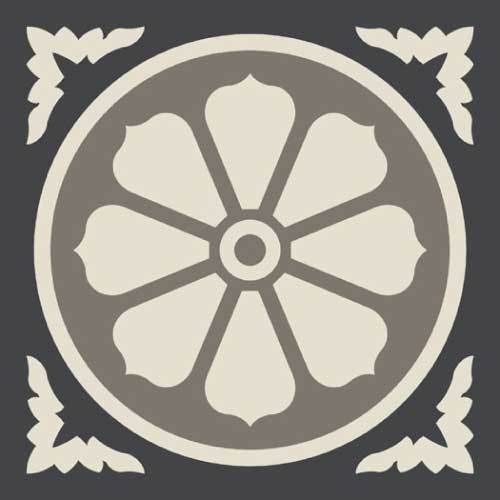Метлахская узорная плитка ENC04 (Black Noi, White Bau, Charcoal Antracite) 10х10 см Winckelmans