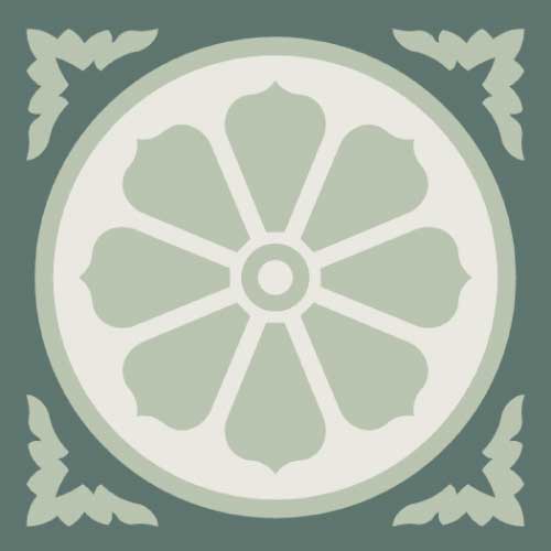 Метлахская узорная плитка ENC04 (Dark Green, Pistache, Super White Bas) 10х10 см Winckelmans