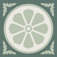 Метлахская узорная плитка ENC04 (Dark Green, Pistache, Super White Bas) 10х10 см Winckelmans