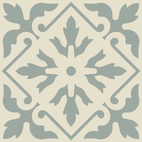 Метлахская узорная плитка ENC10 (White Bau, Pale Green) 10х10 см Winckelmans