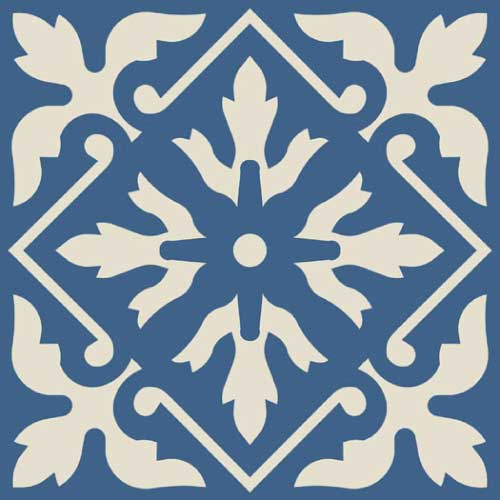 Метлахская узорная плитка ENC10 (Blue Moon, White Bau) 10х10 см Winckelmans