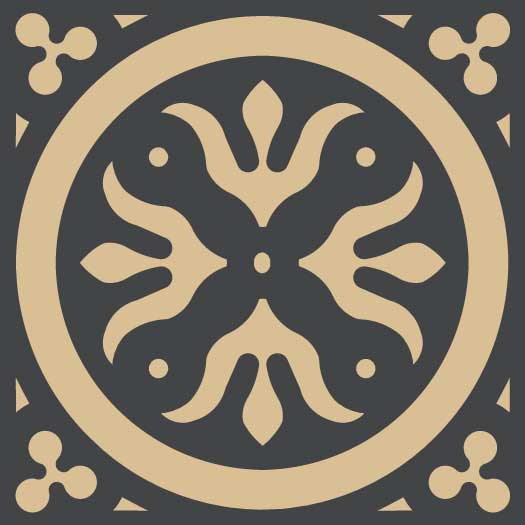 Метлахская узорная плитка ENC11 (Black Noi, Cognac Cog)  10х10 см Winckelmans
