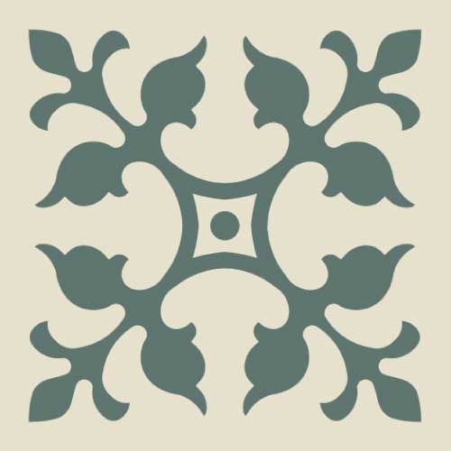 Метлахская узорная плитка ENC12 (White Bau, Dark Green) 10х10 см Winckelmans