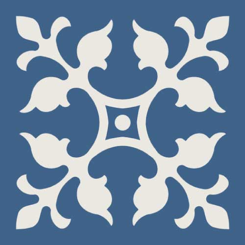 Метлахская узорная плитка ENC12 (Blue Moon, Super White Bas) 10х10 см Winckelmans
