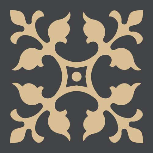 Метлахская узорная плитка ENC12 (Black Noi, Cognac Cog) 10х10 см Winckelmans
