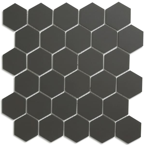 Метлахская мозаика на сетке hex.5 F1 Black NOI 28,1х29,5см (чип 5,2х6см)