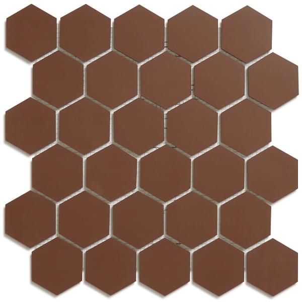 Метлахская мозаика на сетке hex.5 F1 Brown BRU 28,1х29,5см (чип 5,2х6см)