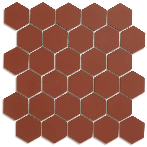 Метлахская мозаика на сетке hex.5 F1 Red ROU 28,1х29,5см (чип 5,2х6см)