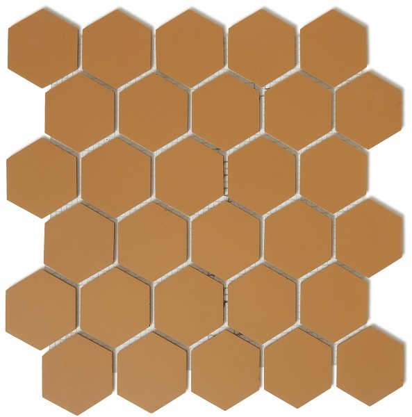 Метлахская мозаика на сетке hex.5 F1 Toffee CAR 28,1х29,5см (чип 5,2х6см)