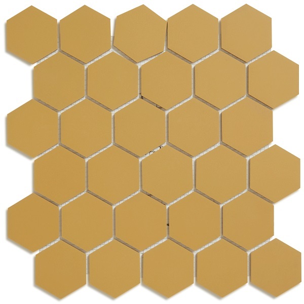 Метлахская мозаика на сетке hex.5 F1 Yellow JAU 28,1х29,5см (чип 5,2х6см)