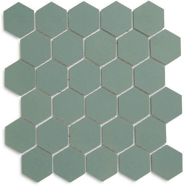 Метлахская мозаика на сетке hex.5 F1 Green VEU 28,1х29,5см (чип 5,2х6см)