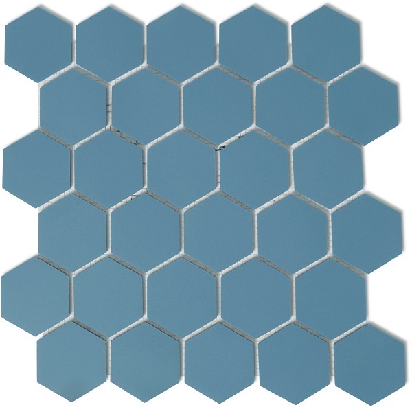 Метлахская мозаика на сетке hex.5 F1 Blue BEU 28,1х29,5см (чип 5,2х6см)