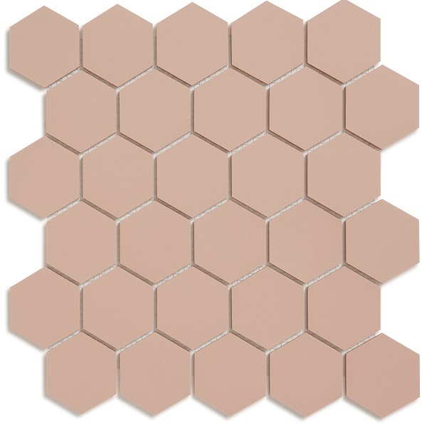 Метлахская мозаика на сетке hex.5 F1 Pink RSU 28,1х29,5см (чип 5,2х6см)