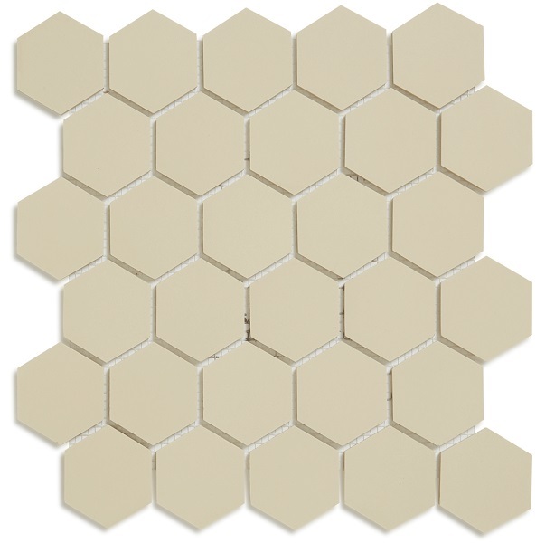 Метлахская мозаика на сетке hex.5 F1 White BAU 28,1х29,5см (чип 5,2х6см)