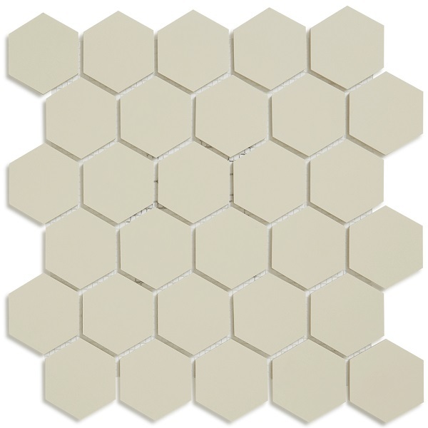 Метлахская мозаика на сетке hex.5 F1 Super White BAS 28,1х29,5см (чип 5,2х6см)