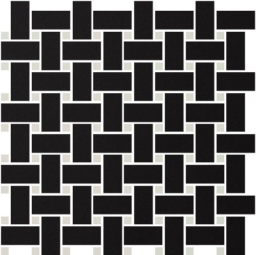 Метлахская мозаика на сетке Basketweave 1 (Black Noi, White BAU) 31,4х31,4см (толщ.5мм)