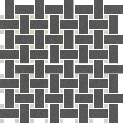 Метлахская мозаика на сетке Basketweave 6 (Slate ARD, White BAU) 31,4х31,4см (толщ.5мм)