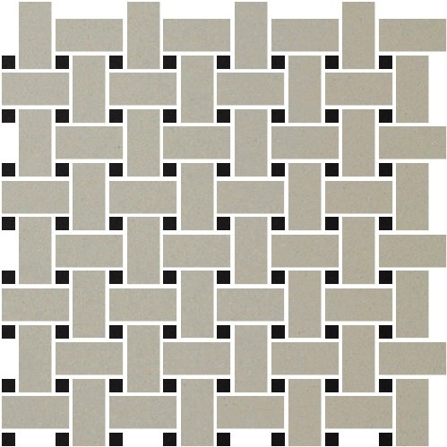 Метлахская мозаика на сетке Basketweave 3 (Pearl Grey PER, Black NOI) 31,4х31,4см (толщ.5мм)