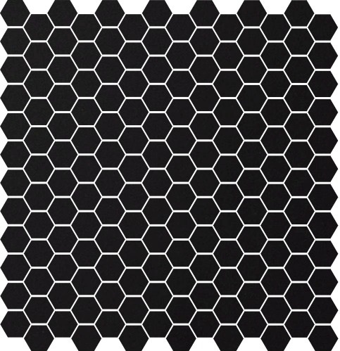 Метлахская мозаика на сетке hex.2,5 E1 Black NOI 28,1х29,5см (чип 2,5х2,9см)