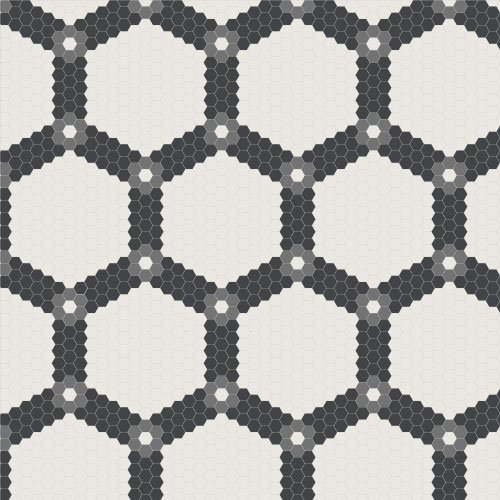 Метлахская мозаика на сетке 27х31,5см Hex.2,5 Design 002 (чип 2,5х2,9см)
