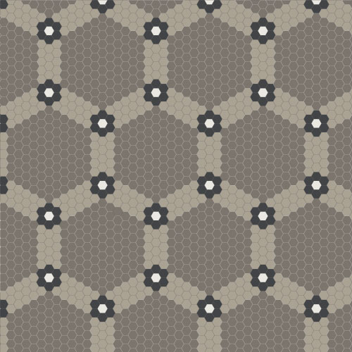 Метлахская мозаика на сетке 27х31,5см Hex.2,5 Design 003 (чип 2,5х2,9см)
